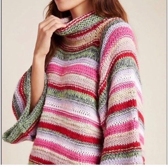 Anthropologie colourful striped knit sweater (M|L) - Picture 3 of 9